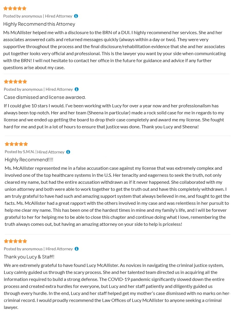 avvo testimonaisl for lucy mcallister